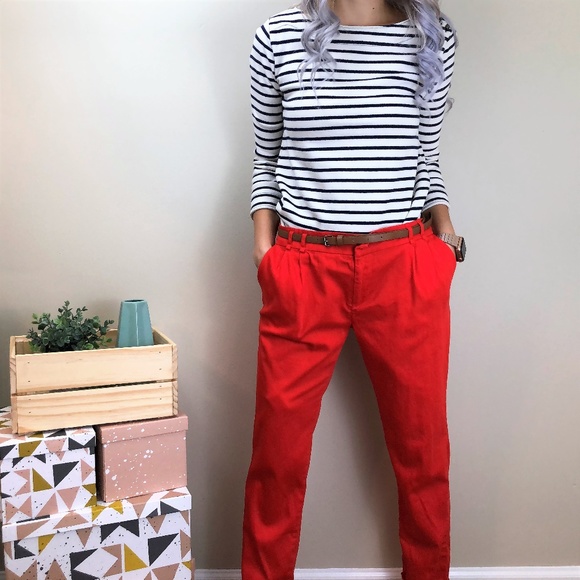 a'gaci Pants - A'Gaci Red/Orange Ankle Pants